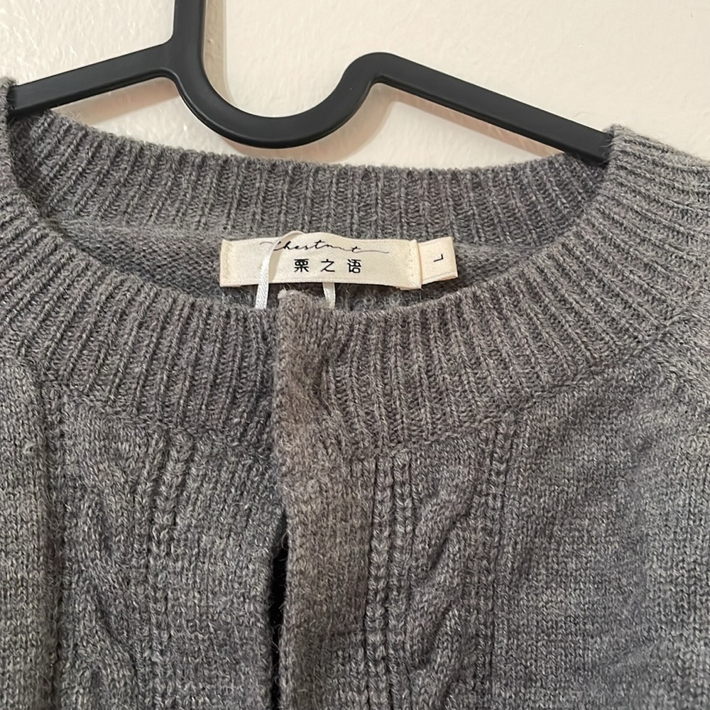 Knit Round Neckline Solid Tie Front Cardigan - image 2